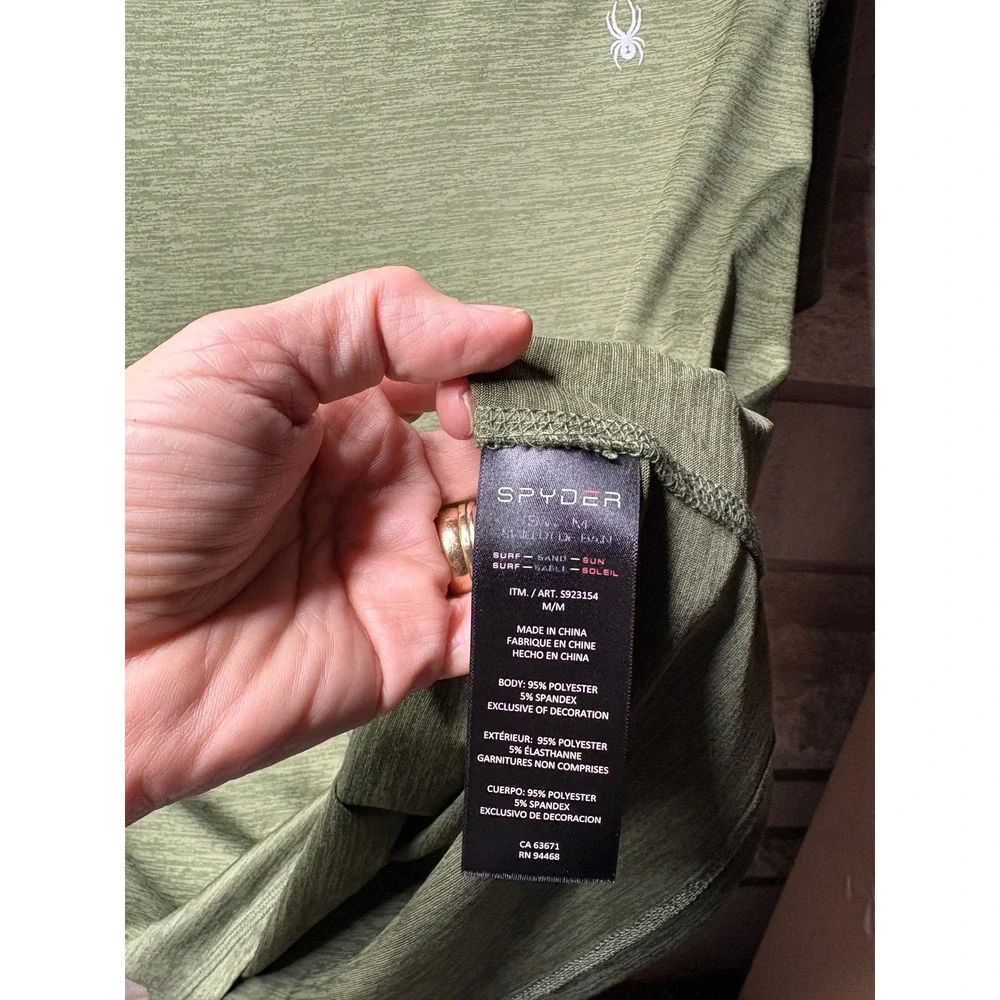 Spyder Mens Rash Guard Swim Shirt Heathered Olive Green UPF 30+ S923154‎ Medium